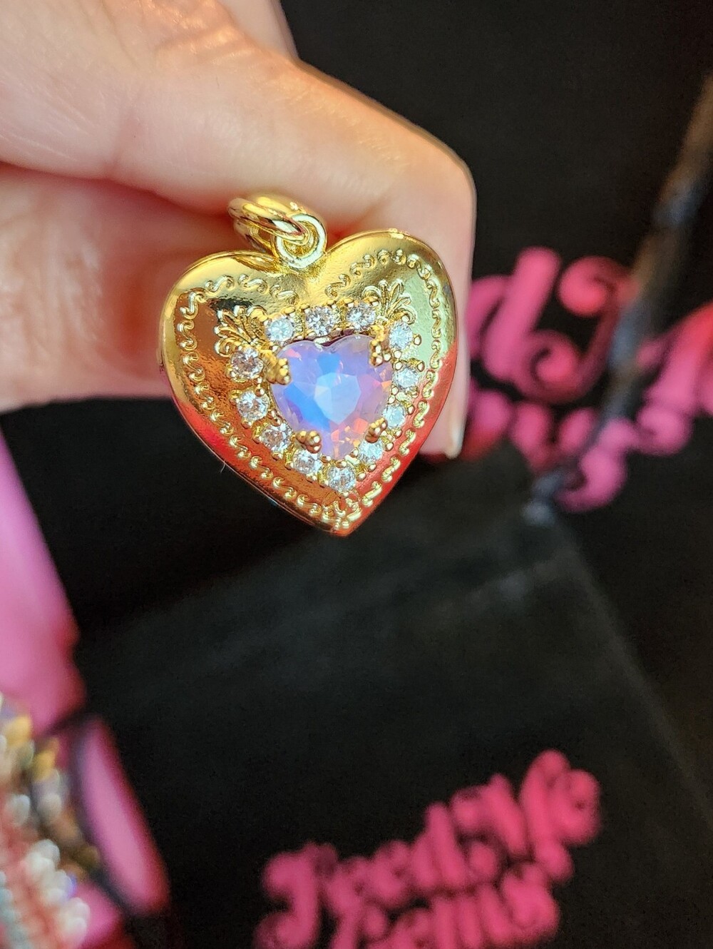 Authentic Feed Me Gems Purple Opal Mini Polly Locket Charm
